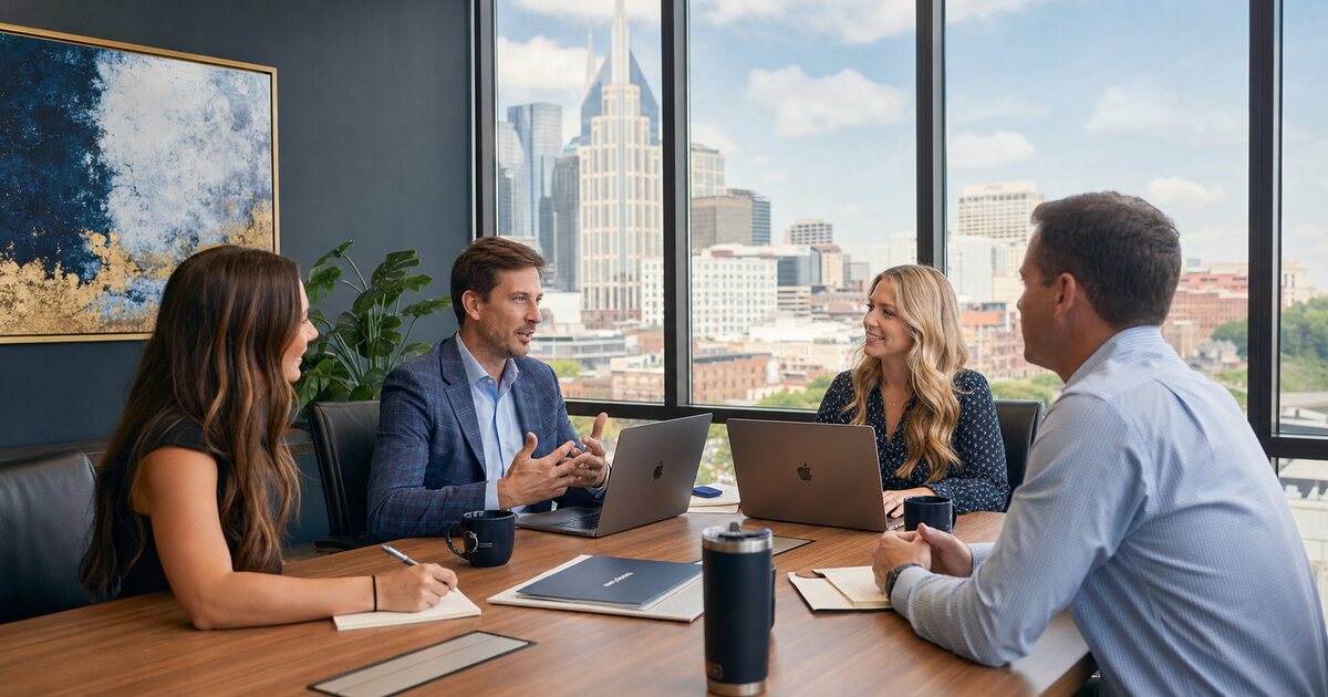 Nashville West End and downtown skyline representing local AI consulting for service businesses