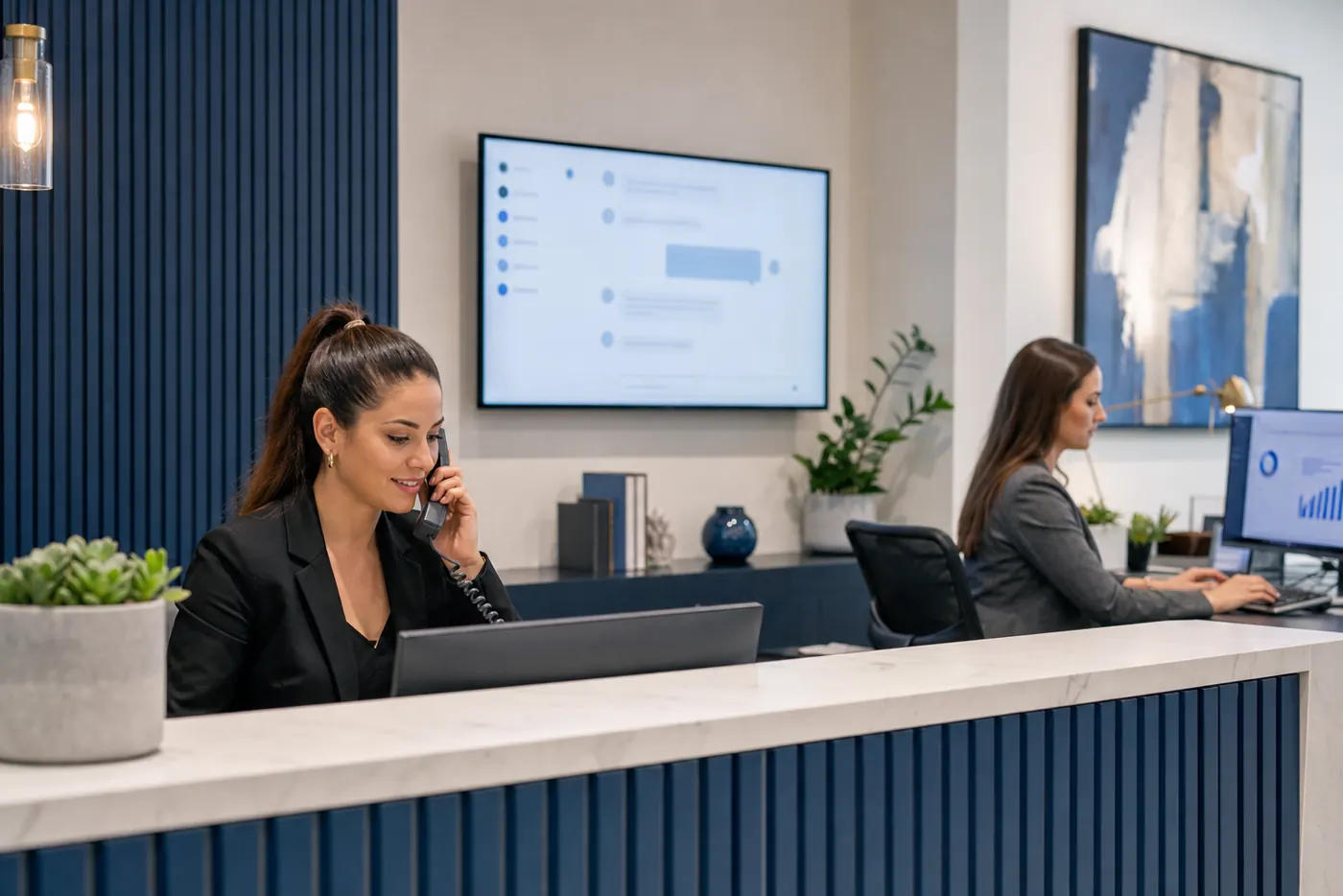 Office team using chat and marketing automation tools