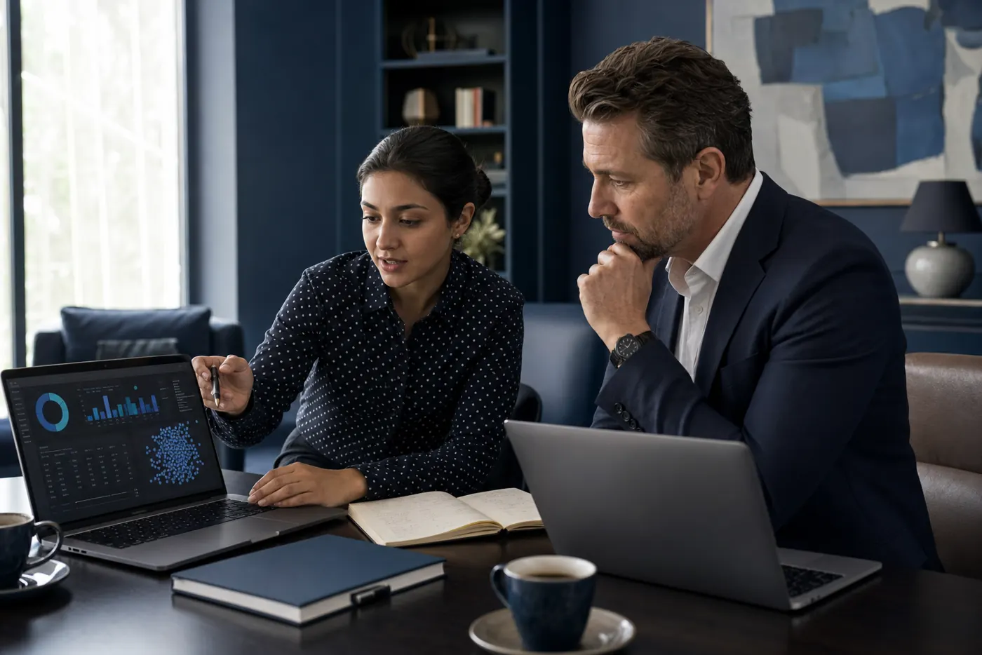AI consultant reviewing custom data model training examples