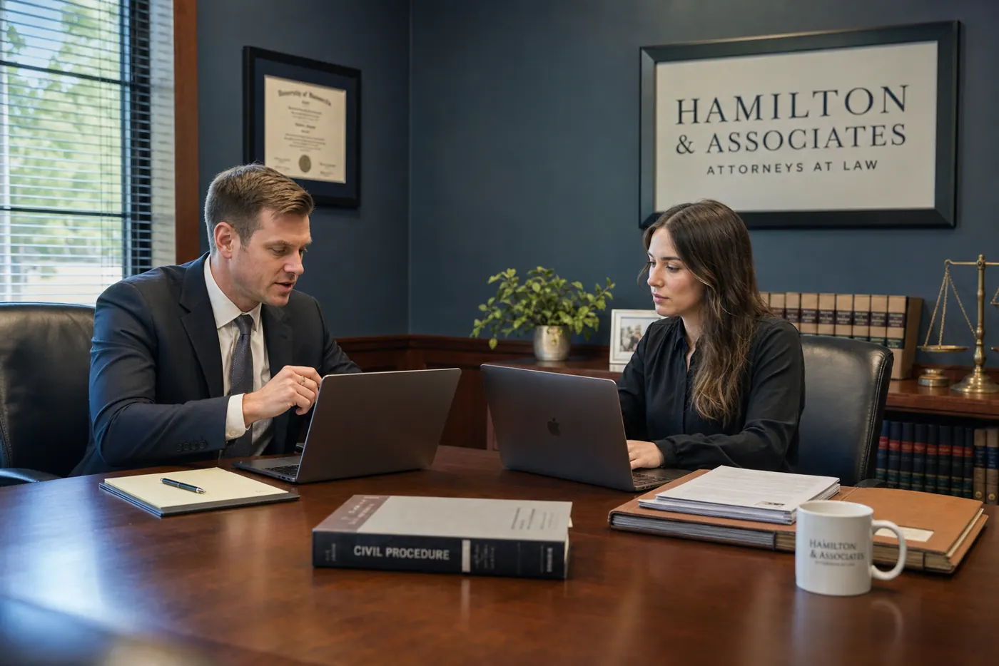 Law firm team reviewing intake and follow up automation